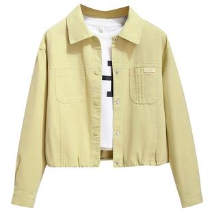 牛油果绿色牛仔衬衫外套女2025年开秋季新爆款夹克高级感短款上衣