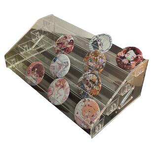 谷子展示架亚克力桌面阶梯式分格透明小盒子长方形放吧唧的收纳盒