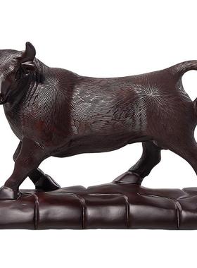 黑檀木雕木雕牛摆件红木工艺品