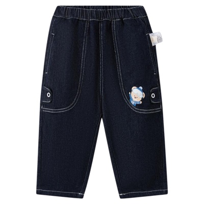 PawinPaw卡通小熊童装25年秋冬新款男宝宝加绒牛仔裤宽松保暖百搭