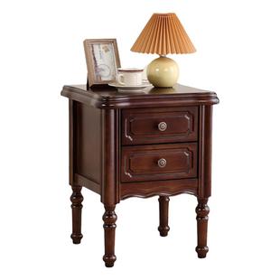 现代美式实木床头柜简约欧式小型卧室家用黑色床边收纳柜子整装