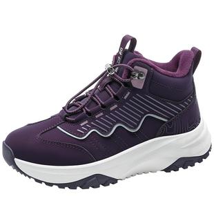 足力健老人鞋官方旗舰店冬季休闲中老年防滑鞋加绒高帮保暖妈妈鞋