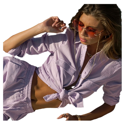 【清货折短裤XS】SEVEN WONDERS 春夏淡紫色休闲百搭松紧腰短裤