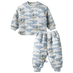 [云端之旅]aqpa爱帕婴儿夹棉套装冬装保暖宝宝秋衣秋裤内衣睡衣萌