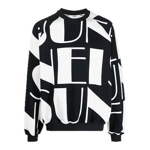 SUNNEI 小众设计师品牌 满印设计字母logo印花圆领套头卫衣