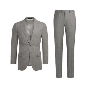SUITSUPPLY浅灰色热带羊毛男士西装套装休闲经典款