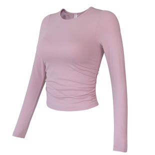 岚纹含固定胸垫健身长袖高弹训练运动上衣跑步透气瑜伽服女秋冬季