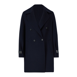 娜尔思静奢优雅红色长袖毛呢外套简约百搭2025年冬季新款修身显瘦