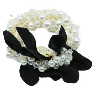 精致轻奢串珠珍珠低马尾发圈2024新款高级感气质丸子头绳扎头皮筋