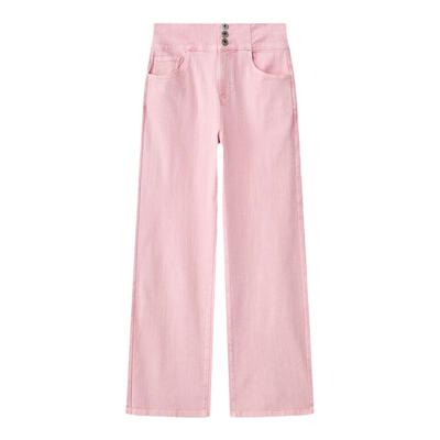 【棉】Laurel劳芮极光粉航海高腰直筒牛仔裤女LWL362K07100