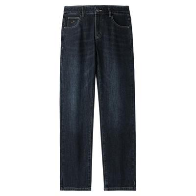 海澜之家加绒加厚直筒牛仔裤男士