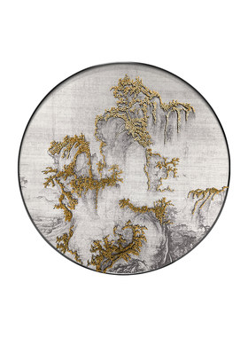 新中式酒店餐厅圆形钉子艺术挂画