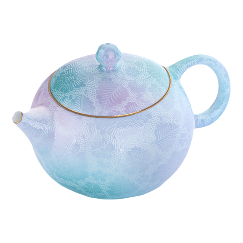 古帛扒花功夫茶具一壶两杯礼盒