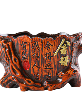 中式陶瓷蝴蝶兰发财树花盆