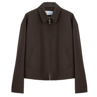 【纯羊毛】LANCY/朗姿2026春新款气质复古工装短外套翻领拉链夹克