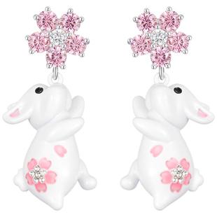 ZEGL设计师嘤嘤兔耳环女2024年新款潮耳钉可爱925银针春季耳饰品