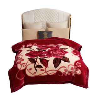 恒源祥集团拉舍尔毛毯冬季双层加厚双面绒结婚珊瑚绒双人盖毯彩羊