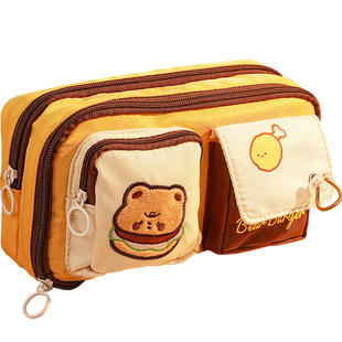 小小美食家~美食汉堡笔袋女生2026新款超火高颜值ins风女孩款文具盒大容量小学生铅笔盒初高中男生小众不撞款
