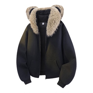 罗宾汉/ROBINHOOD潮牌复古美式开衫卫衣猫耳朵座山雕夹克宽松外套