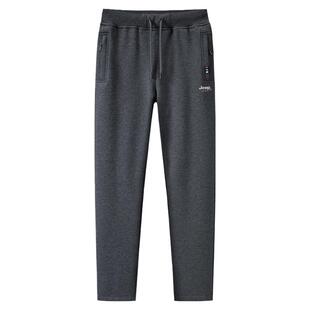 吉普Jeep加绒运动裤男冬季中年老爸纯棉卫裤冬天大码加厚休闲裤子