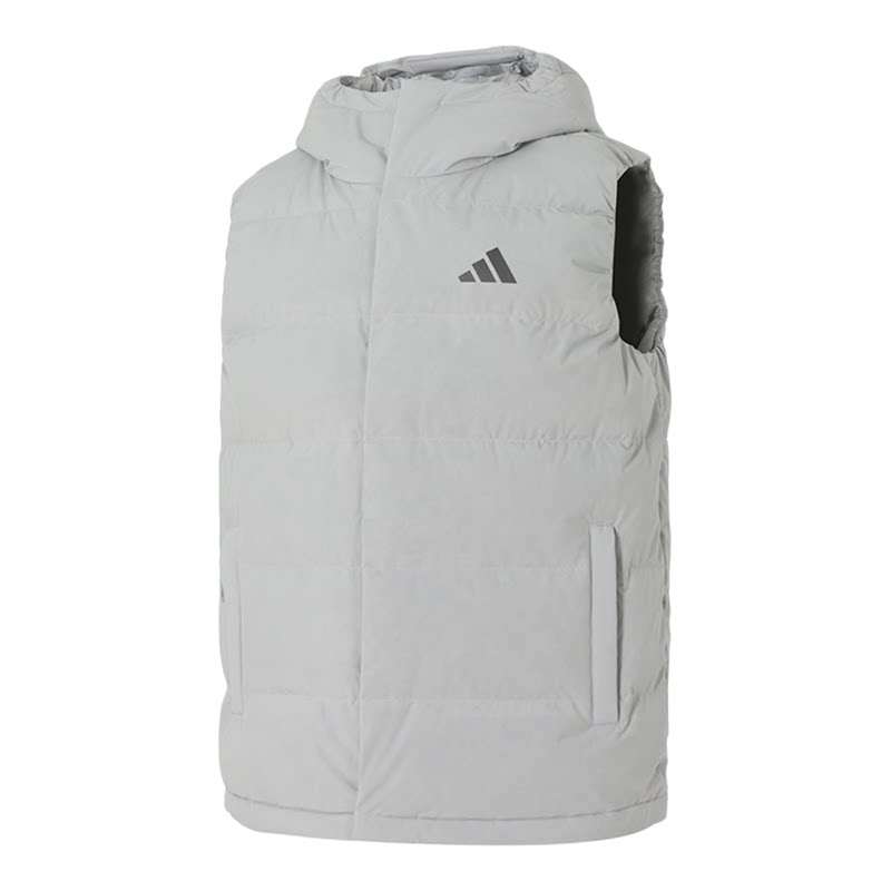 Adidas阿迪达斯男子简约舒适休闲连帽羽绒运动马甲2025冬季KH3996