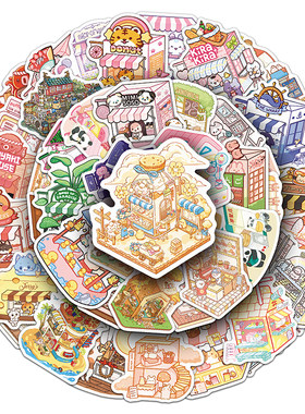 100张动物商店卡通贴纸可爱小兔