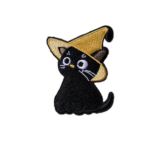 免缝自粘黑色猫咪布贴衣服羽绒服破洞无痕修复修补刺绣贴高端补丁