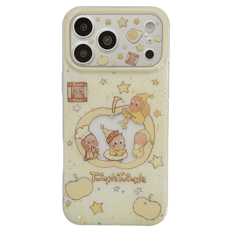 jze 奶黄色苹果可爱卡通适用苹果17ProMax手机壳带链条iphone15新款16pro女款超火17pro双层14全包防摔手机套