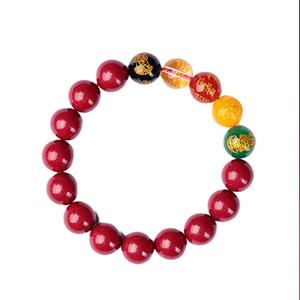 晶饰缘招财朱砂手串男款本命年五路财神转运珠水晶玛瑙手链女