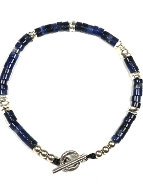 pohier宝喜儿纯银蓝纹石手链