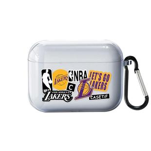 AirPods4耳机套湖人标签AirPodsPro2代防摔耳机套AirPods3透明软壳一二代篮球队标勇士库里手机壳