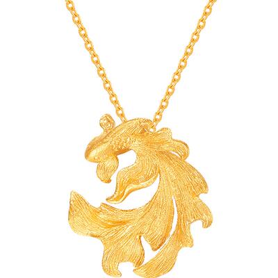 明牌珠宝黄金吊坠 足金可爱斗鱼造型项坠动物狂想系列挂件AFC0691