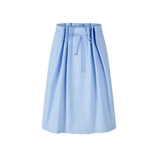 HERLIAN 夏季新品女士复古蓝格纹可调节立体褶皱半身裙中长裙