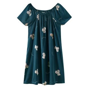 睡裙女士睡衣裙子夏季夏天丝绸冰丝短袖仿真丝可爱甜美长款加大码