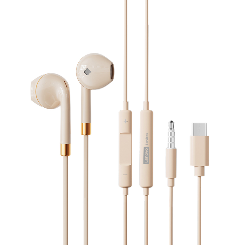 联想YF36有线耳机Type-C圆孔接口入耳式降噪适用于小米苹果高音质