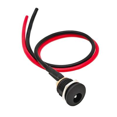 DC5.5*2.1mm电源插座带线焊接母座022电池充电接口12V24V面板固定