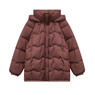 知臣冬季新品 休闲氛围感一手长连帽宽松羽绒服女 T25894105