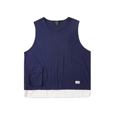 韦恩泽维尔宽松夏季撞色拼接背心