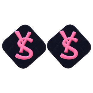 黑色方块丝绒大耳钉女小众设计感欧美个性夸张耳环高级感复古耳饰