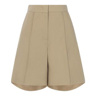 RECTO春季新款女士米黄色中长款拉链款短款纯色短裤中裤