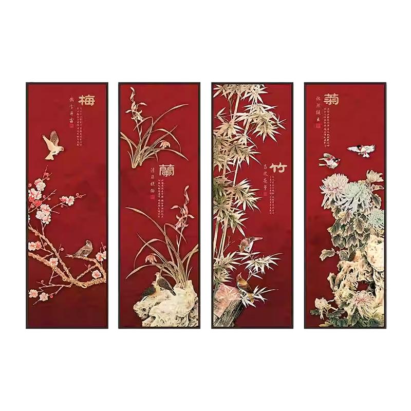 四君子梅兰竹菊铜雕画师傅手工雕刻热印办公装饰挂画书房画