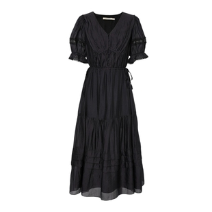 ARIOSEYEARS法式高级感褶皱V领泡泡袖连衣裙女夏新品20519041