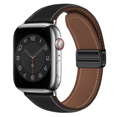 适用iwatch表带头层牛皮磁吸扣