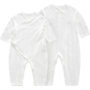 拉比官方婴儿连体衣夏季长袖空调服新生儿绑带哈衣薄款提花网目衣
