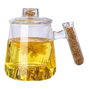 马克杯带盖子创意玻璃双层杯隔热家用透明金山茶杯办公室水杯礼品