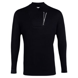 半开领时尚外穿男款潮流长袖T恤设计感个性斜拉链修身痞帅打底衫
