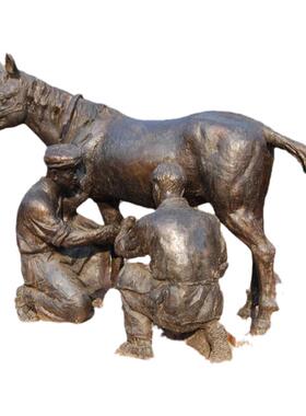 驿站玻璃钢仿铜雕塑景园区马帮步行街广场铸铜丝绸之路大型不锈钢