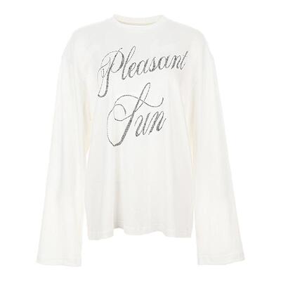 wanatry龟裂纹字母宽袖长袖T恤