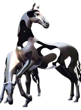 不锈钢景观镂空马金属创意园林