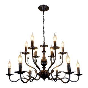 吊灯美式复古咖啡店客厅灯餐厅新款双层店铺民宿灯具工业风蜡烛灯